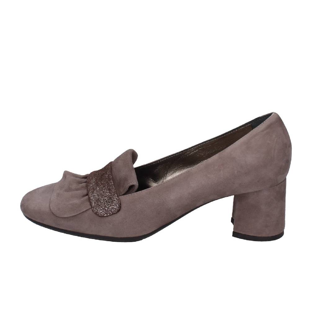scarpe donna CONFORT decollete marrone camoscio EZ399 Sottocosto