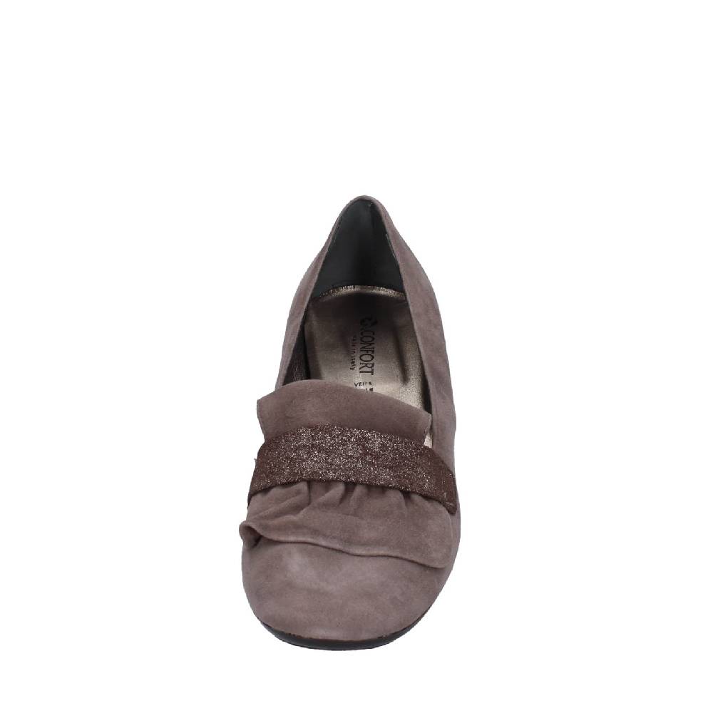 scarpe donna CONFORT decollete marrone camoscio EZ399 Sottocosto