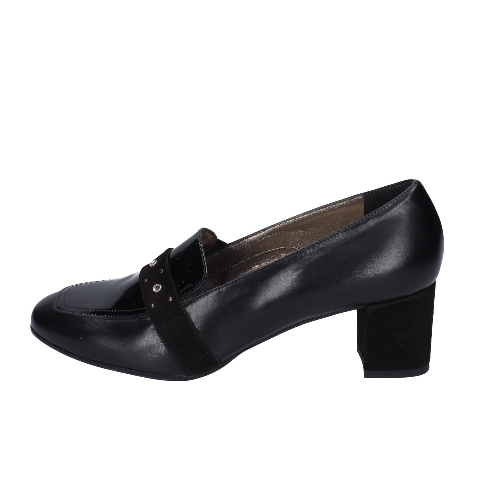 scarpe donna CONFORT decollete nero pelle vernice EZ410 Novità