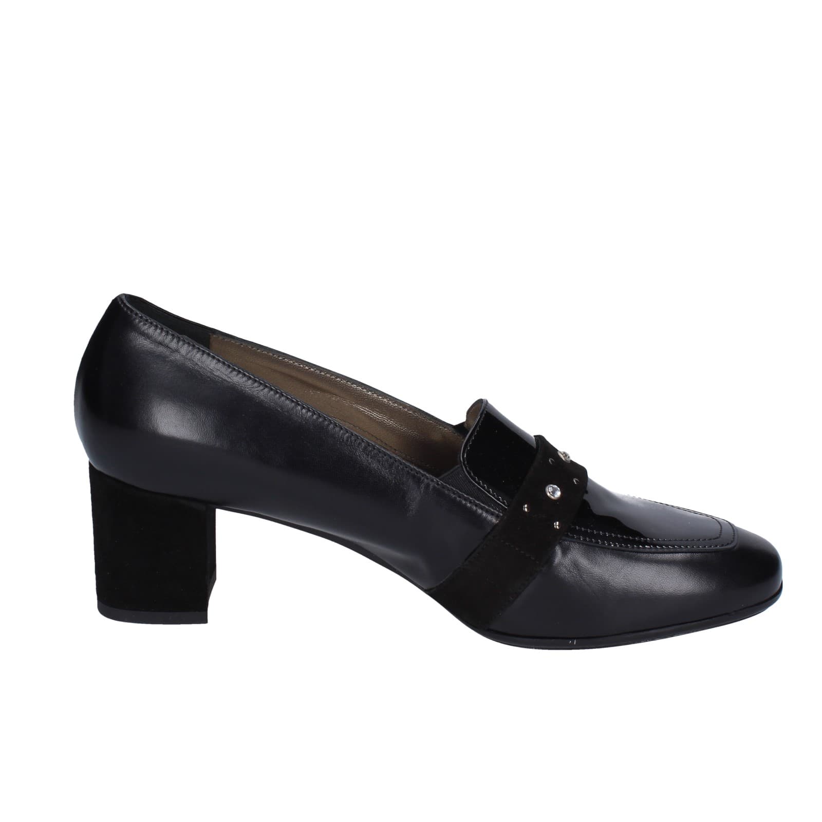 scarpe donna CONFORT decollete nero pelle vernice EZ410 Novità