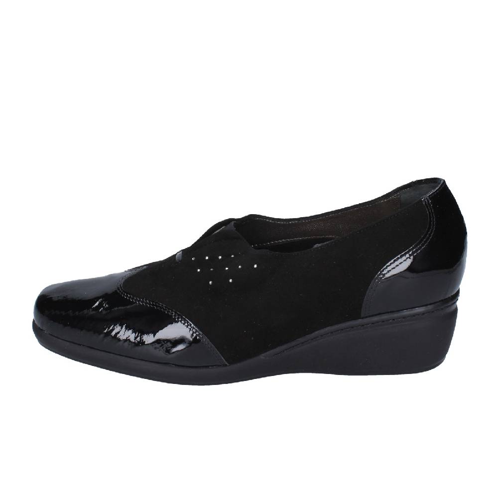 scarpe donna CONFORT decollete nero vernice camoscio EZ330 Sconto