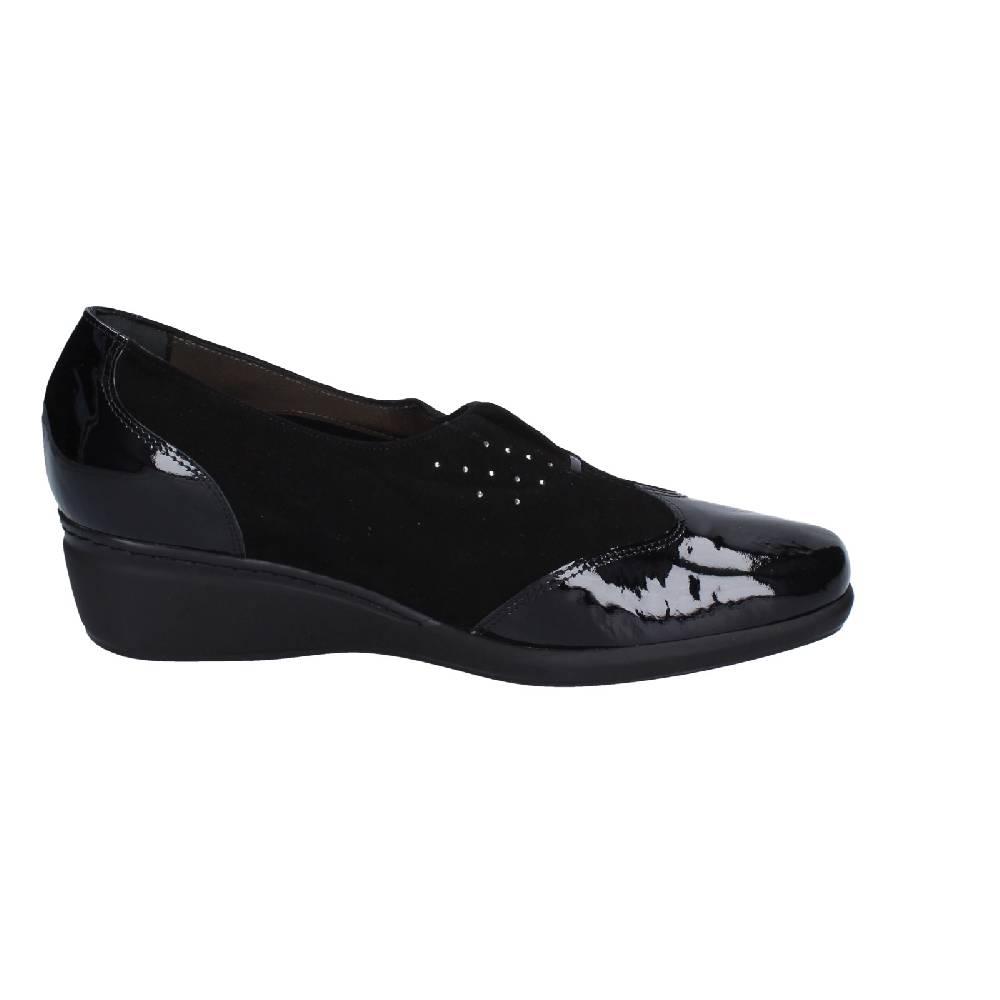 scarpe donna CONFORT decollete nero vernice camoscio EZ330 Sconto