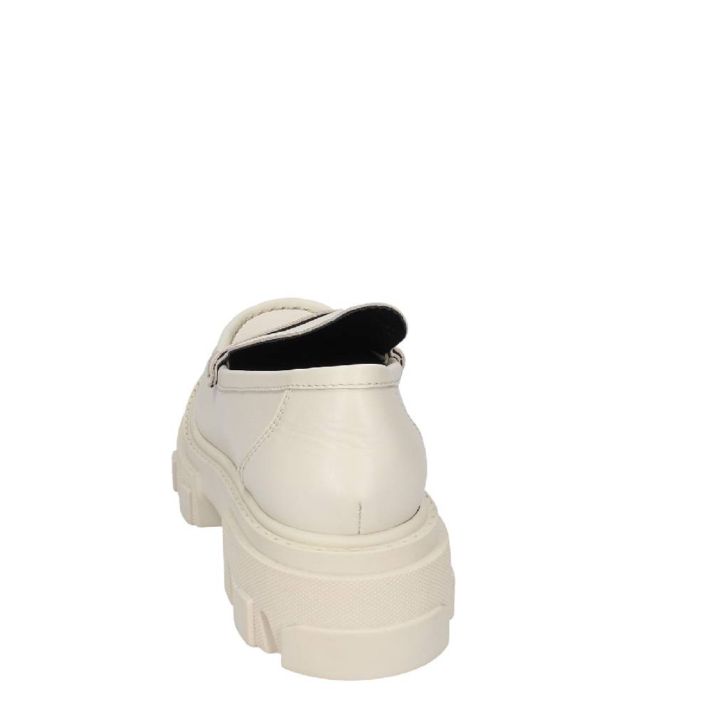 scarpe donna STOKTON mocassini beige pelle EY944 Nuova