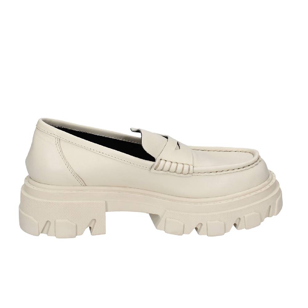 scarpe donna STOKTON mocassini beige pelle EY944 Nuova