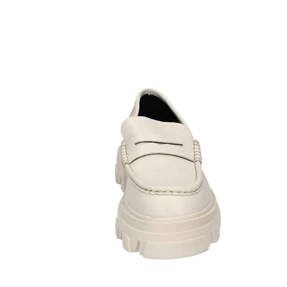 scarpe donna STOKTON mocassini beige pelle EY944 Nuova