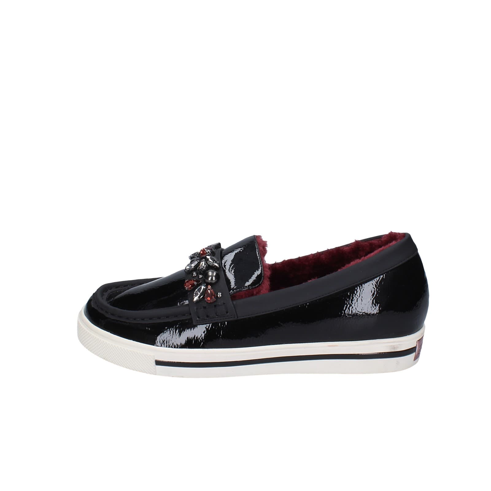 scarpe donna LUCIANO BARACHINI mocassini nero vernice EY169 Nuovo