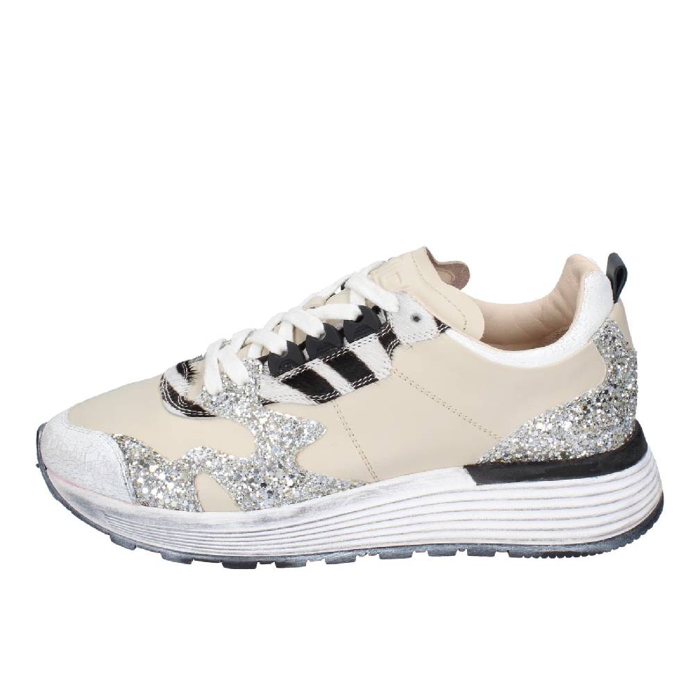 scarpe donna MOMA sneakers beige pelle argento glitter 3AS401 EY558 Pezzi Unici