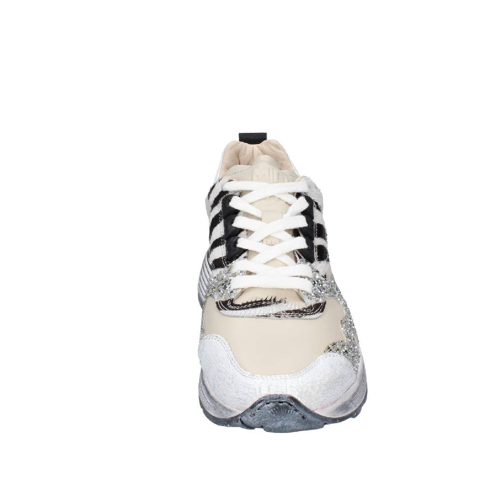 scarpe donna MOMA sneakers beige pelle argento glitter 3AS401 EY558 Pezzi Unici