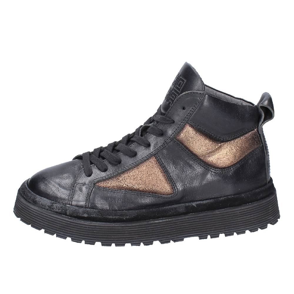 scarpe donna MOMA sneakers nero pelle bronzo 1BW316 EY622 Qualità Garantita