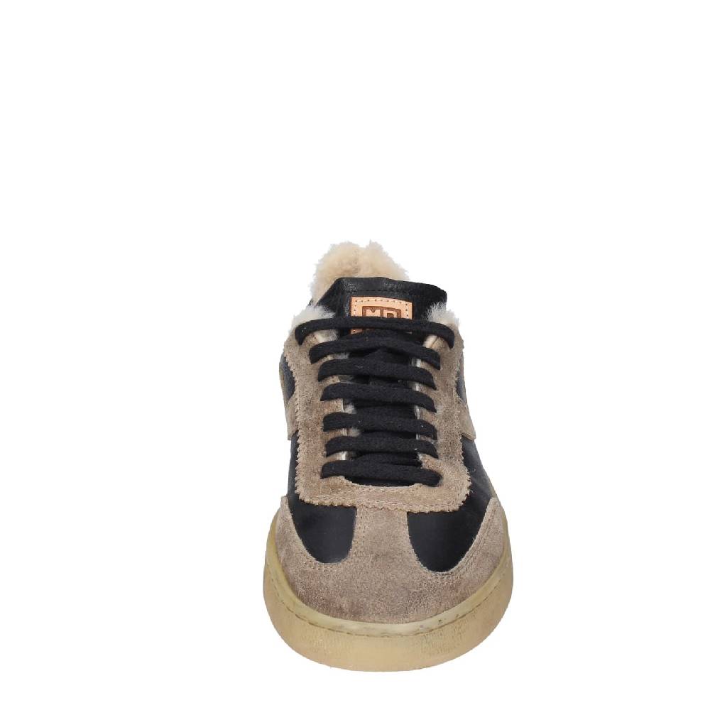 scarpe donna MOMA sneakers nero pelle beige 89301A EY602 Affare Del Giorno