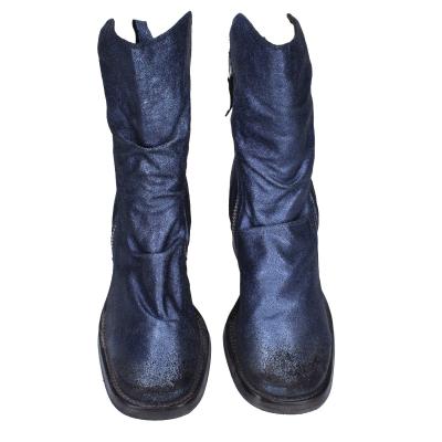 scarpe donna MOMA stivaletti blu pelle camoscio 1CW343 VINTAGE BD819 Vendita Economica