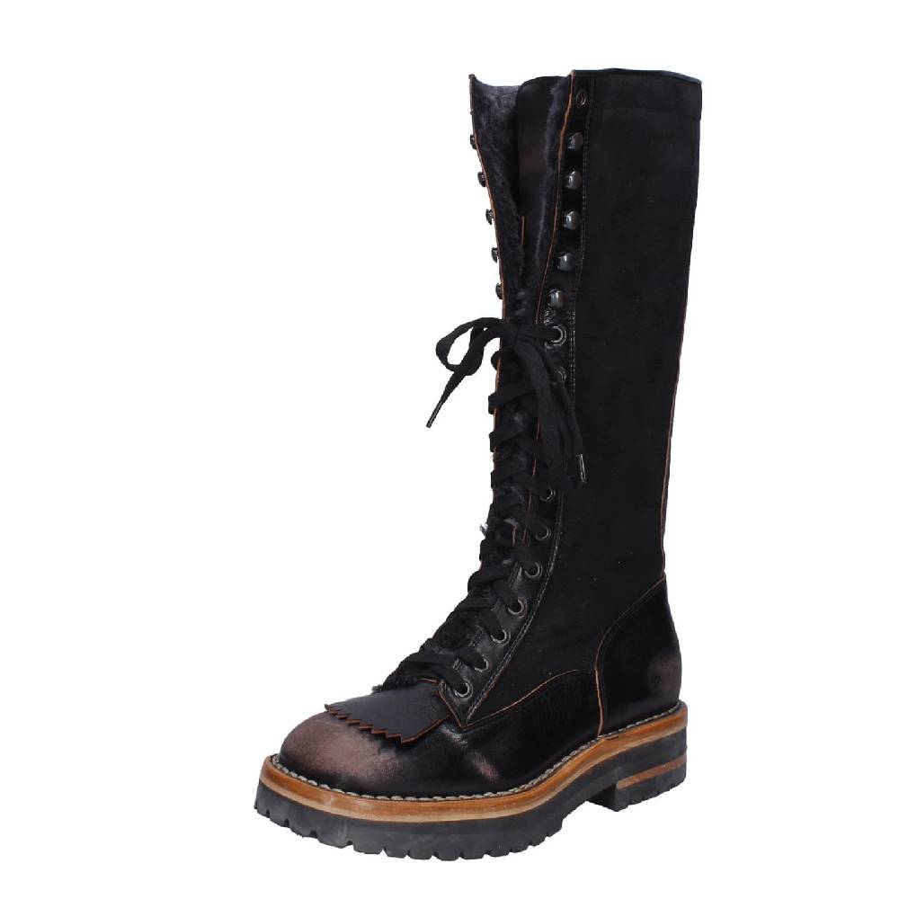 scarpe donna MOMA stivali nero camoscio pelle 81304D-VADO EY495