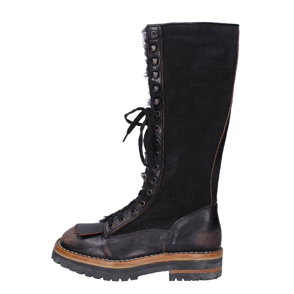 scarpe donna MOMA stivali nero camoscio pelle 81304D-VADO EY495 Sottocosto