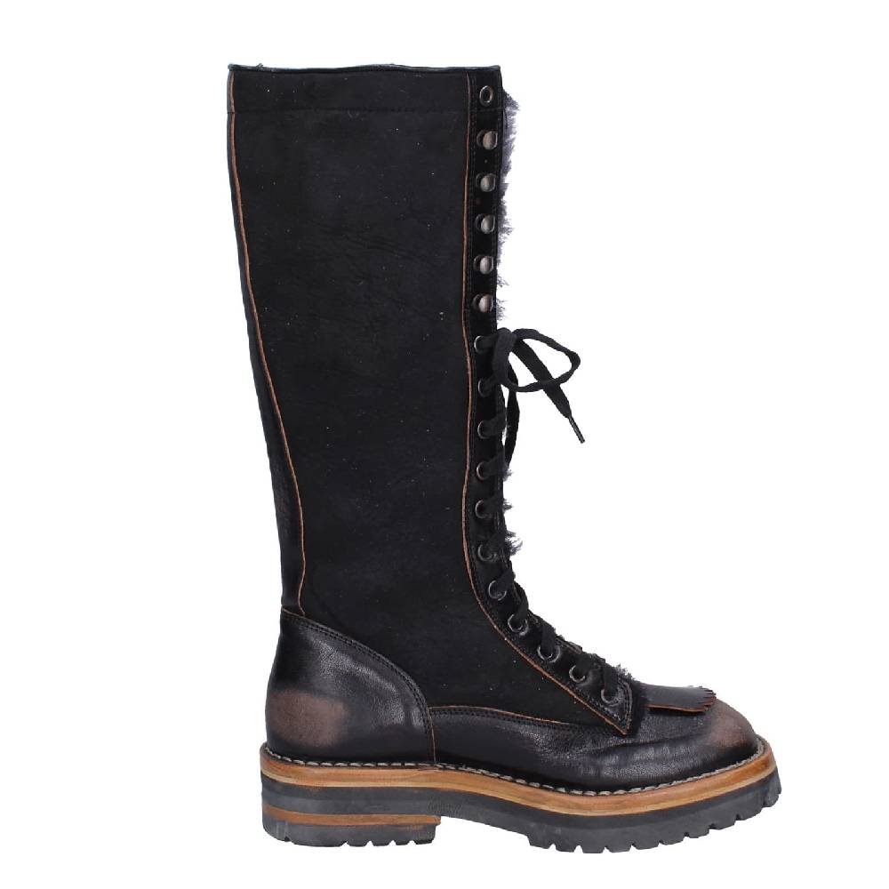 scarpe donna MOMA stivali nero camoscio pelle 81304D-VADO EY495 Sottocosto