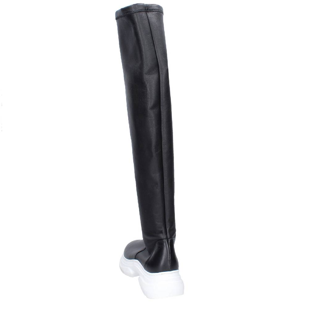 scarpe donna STOKTON stivali nero pelle EX124 Fino Al -60%