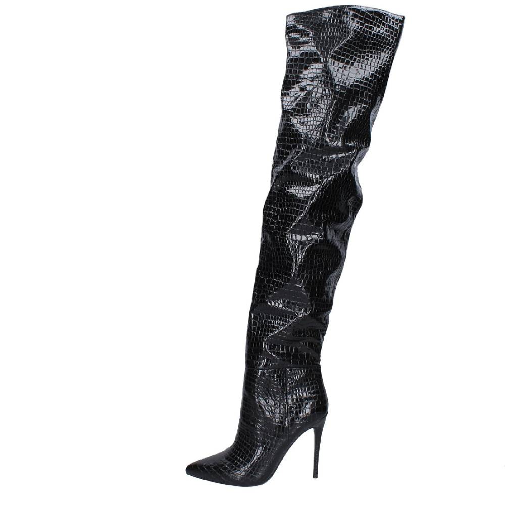 scarpe donna WINNIE MARLOW stivali nero vernice EY276 Sconto