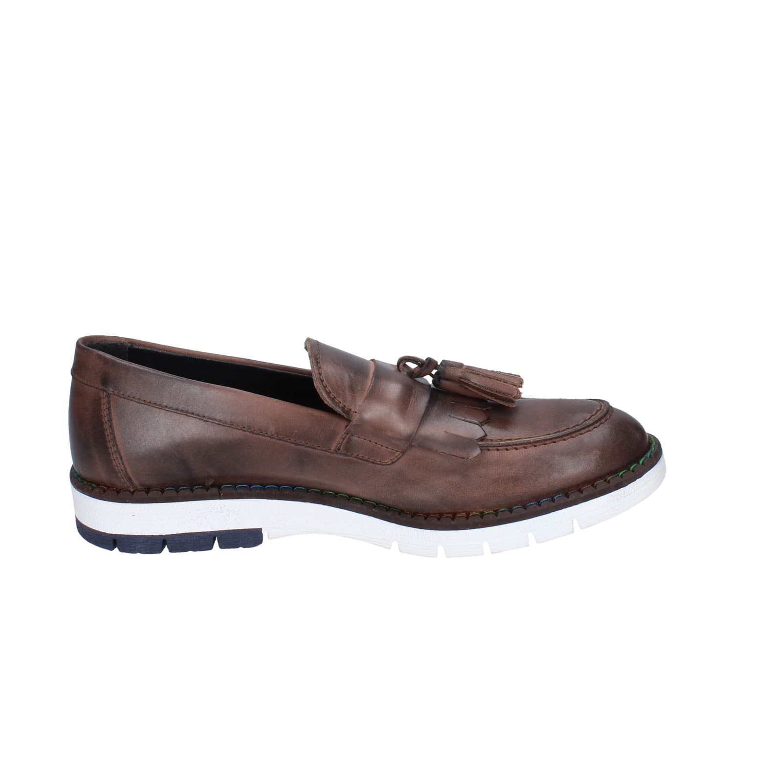 scarpe uomo EVEET mocassini marrone pelle EZ146 Comprare a buon mercato