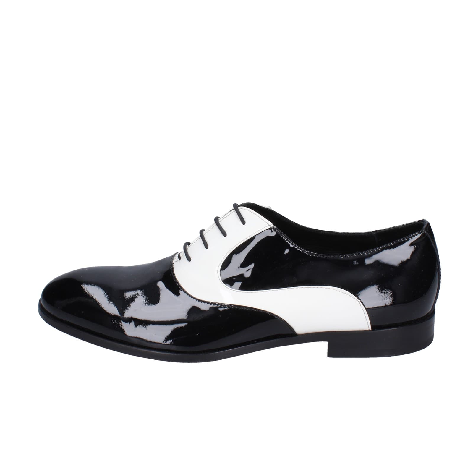 scarpe uomo EVEET classiche bianco vernice nero EZ194 Offerta Pasqua