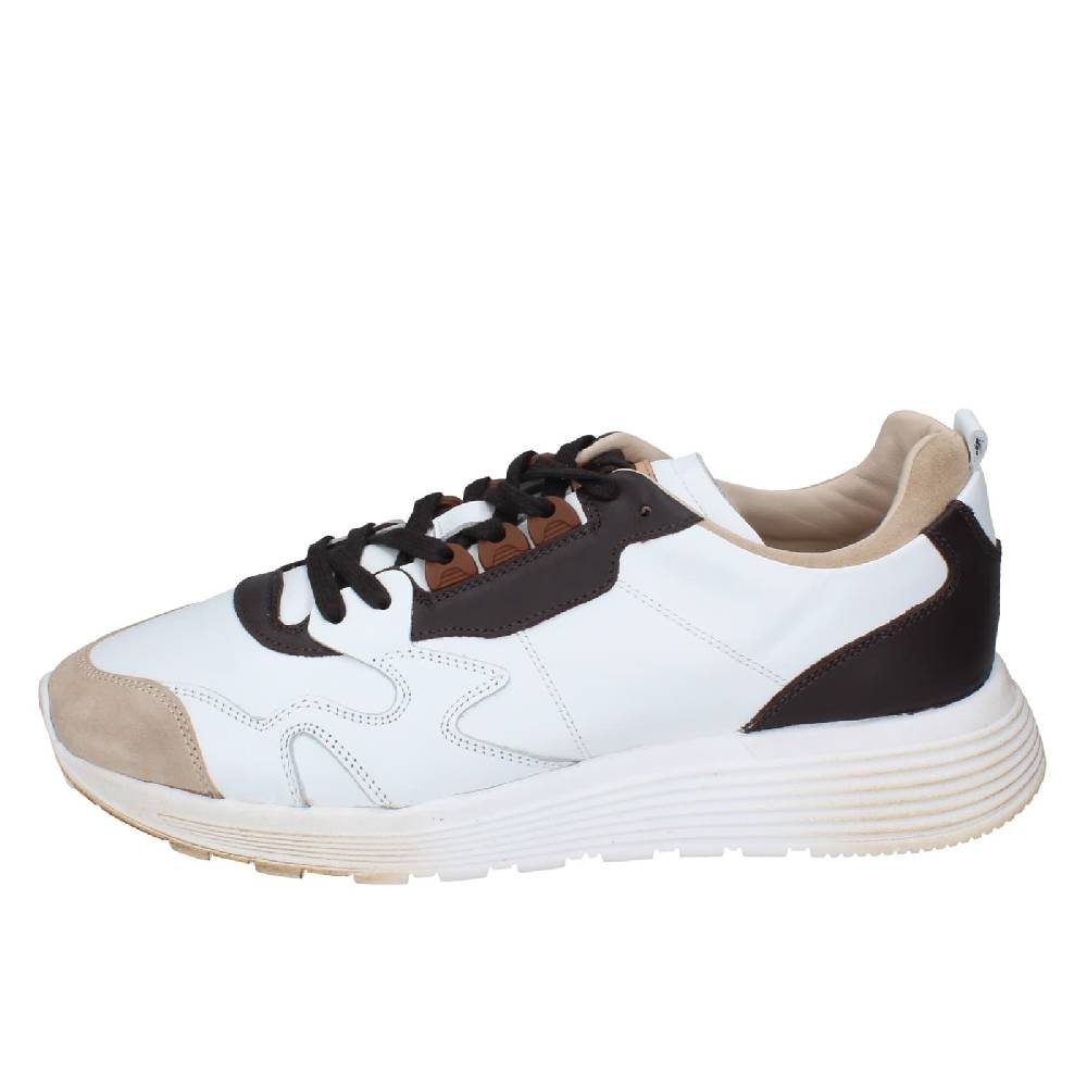 scarpe uomo MOMA sneakers bianco pelle marrone camoscio 61301A EY525 Grandi sconti
