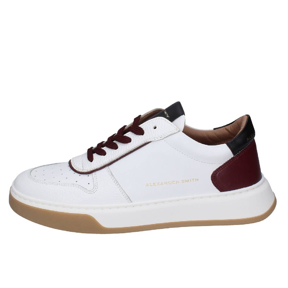 scarpe uomo ALEXANDER SMITH sneakers bianco pelle bordeaux EX600 Offerte stagionali