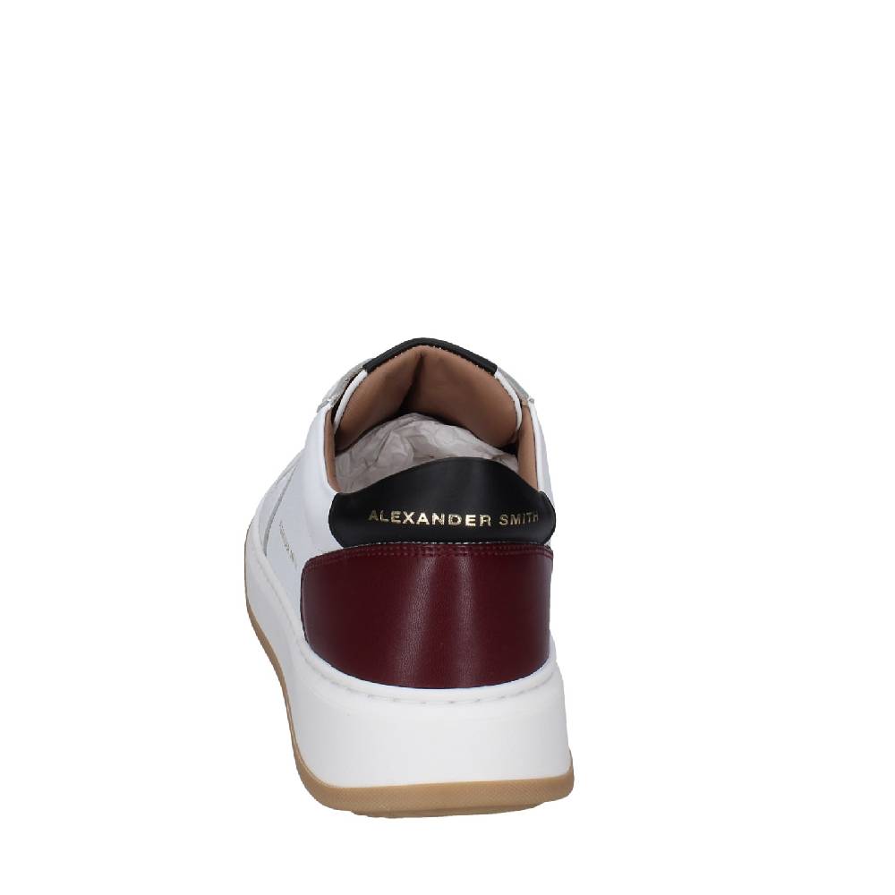 scarpe uomo ALEXANDER SMITH sneakers bianco pelle bordeaux EX600 Offerte stagionali