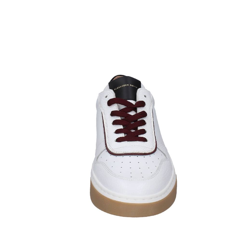 scarpe uomo ALEXANDER SMITH sneakers bianco pelle bordeaux EX600 Offerte stagionali