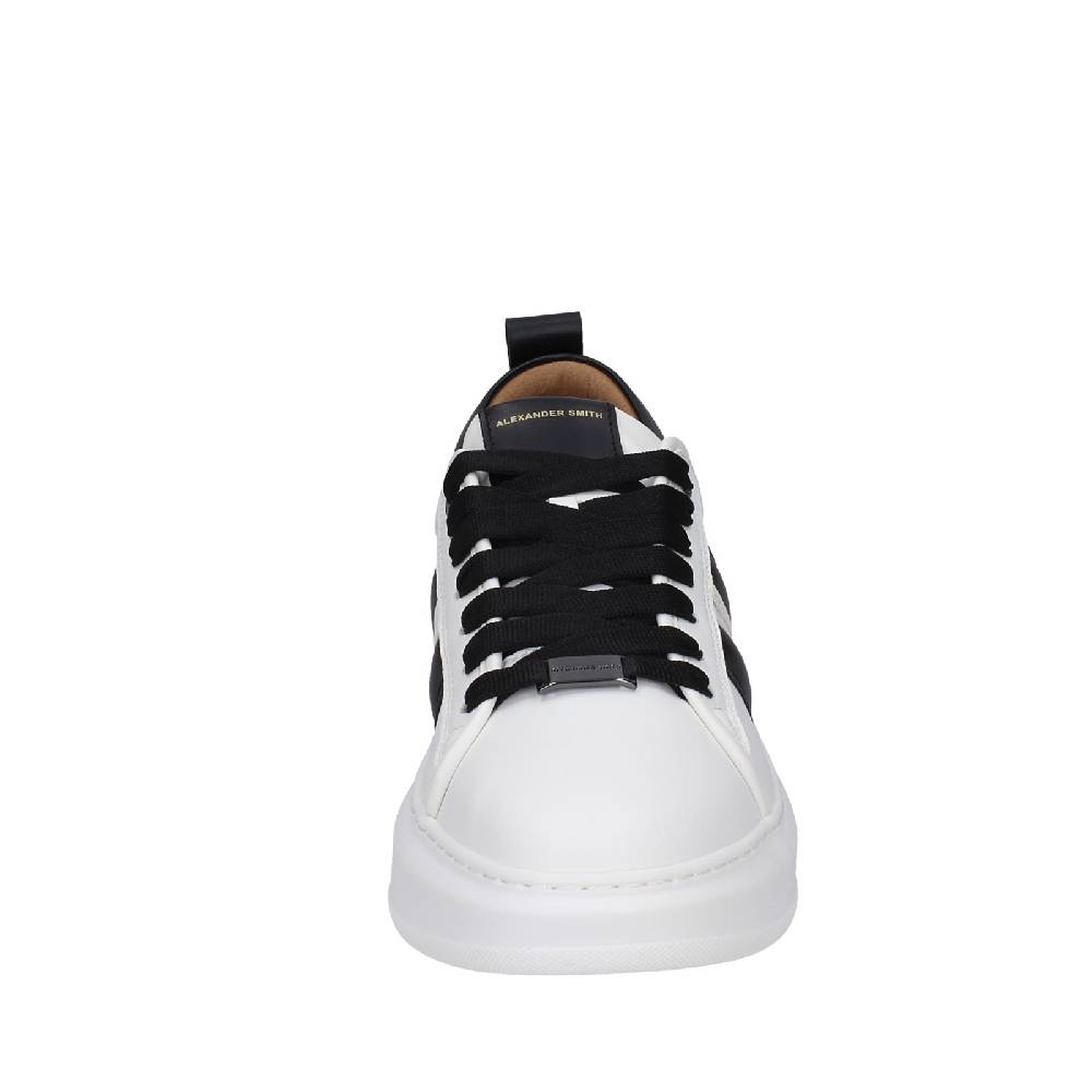 scarpe uomo ALEXANDER SMITH sneakers bianco pelle sintetica nero EX598 Liquidazione