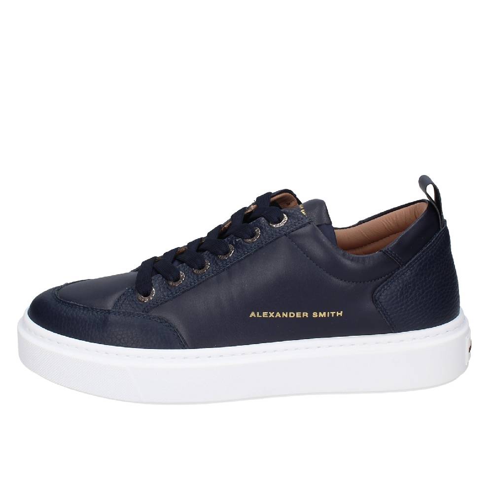 scarpe uomo ALEXANDER SMITH sneakers blu pelle EX599 Comprane uno, ottenene uno gratis