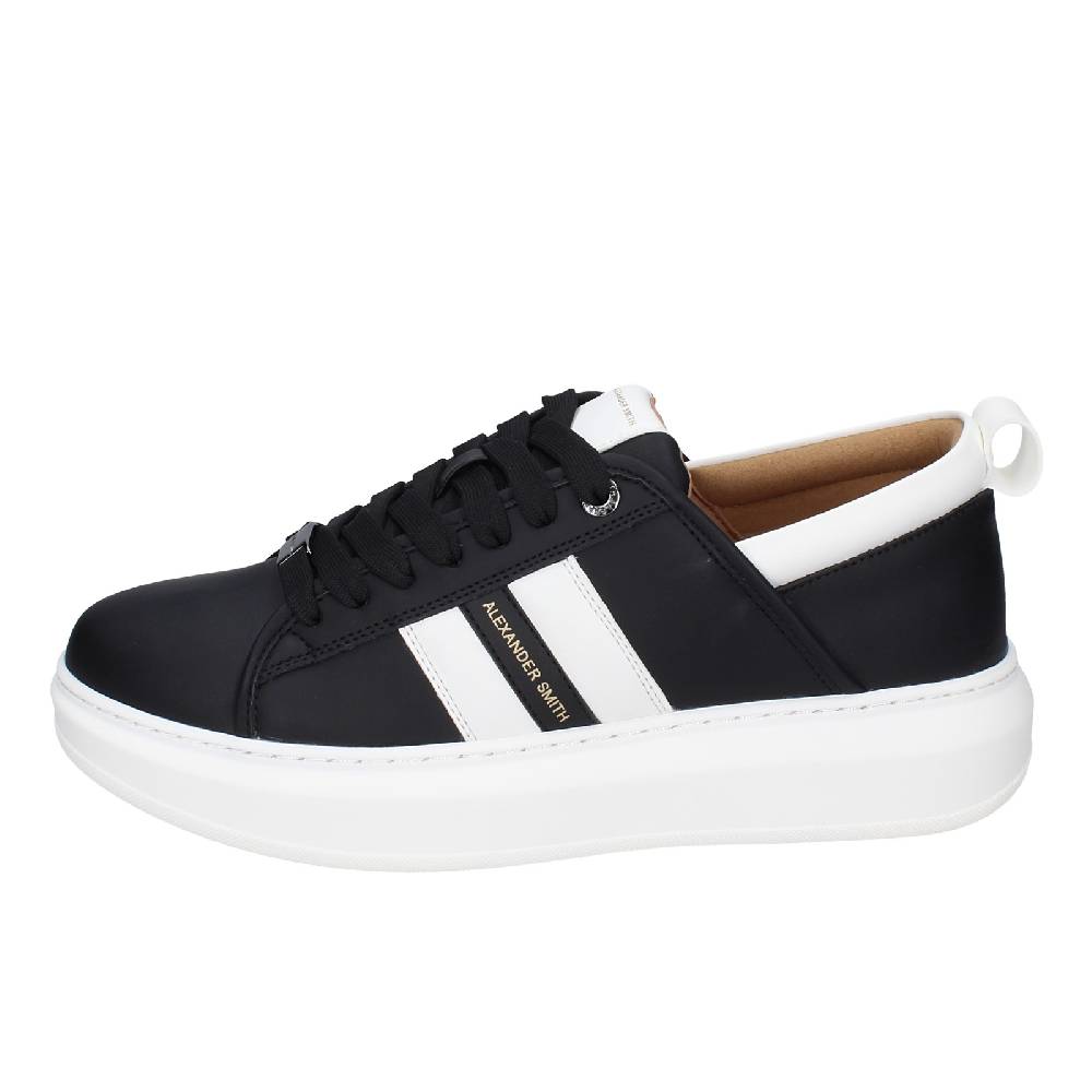 scarpe uomo ALEXANDER SMITH sneakers nero pelle sintetica bianco EX602 Offerte giornaliere