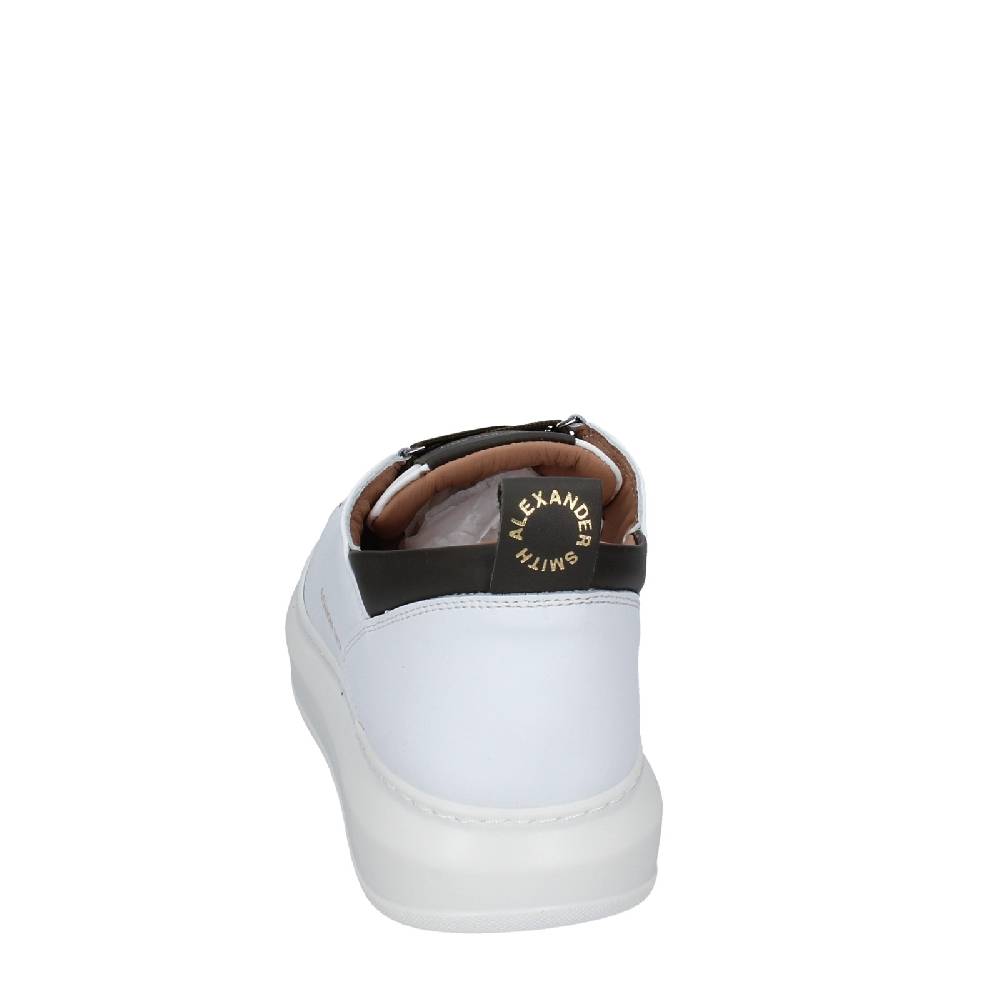 scarpe uomo ALEXANDER SMITH sneakers bianco pelle verde EX529 Offerte speciali