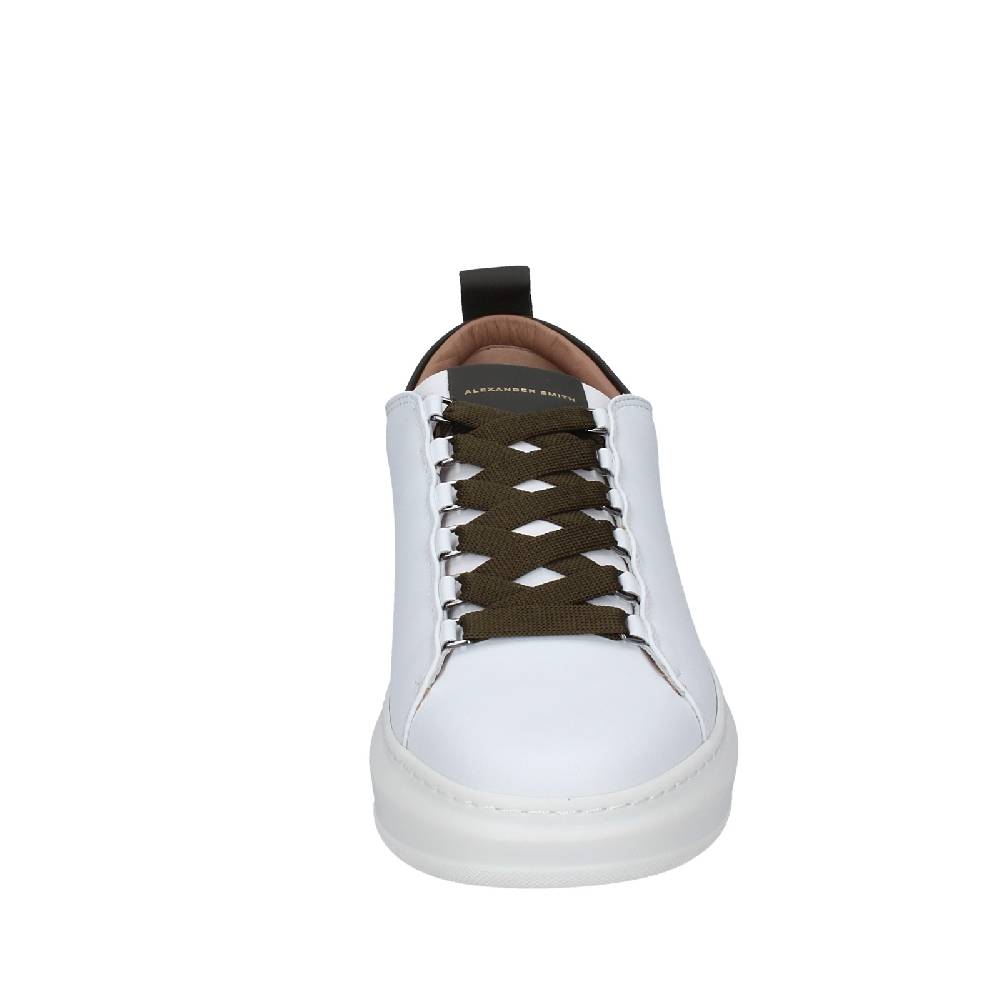 scarpe uomo ALEXANDER SMITH sneakers bianco pelle verde EX529 Offerte speciali