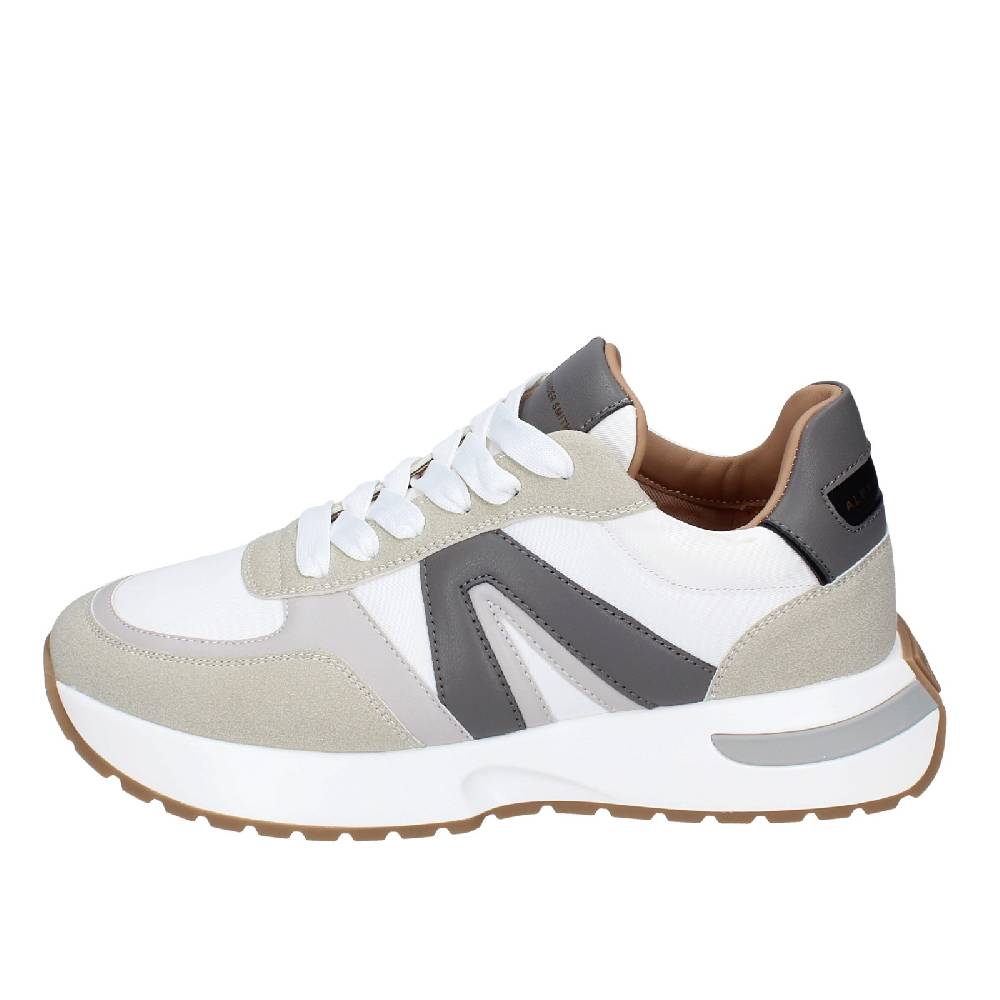 scarpe uomo ALEXANDER SMITH sneakers bianco tessuto beige pelle EX536 Enormi risparmi