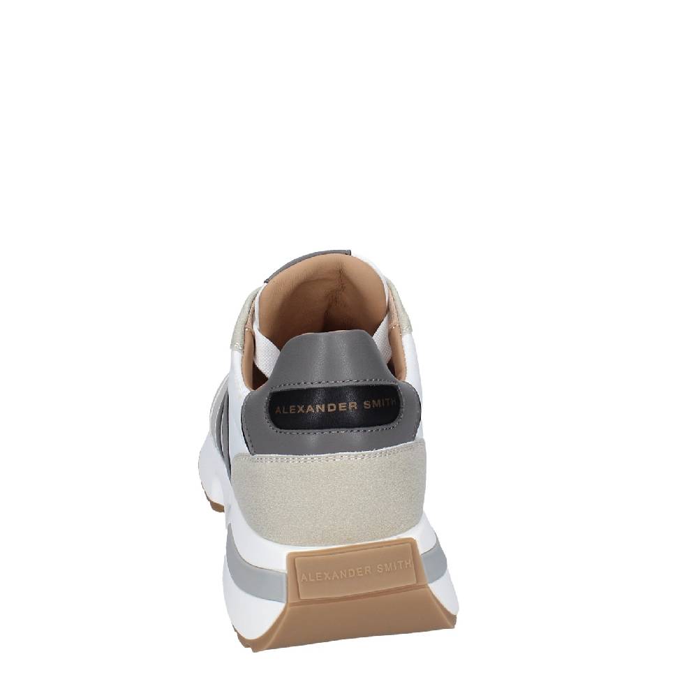 scarpe uomo ALEXANDER SMITH sneakers bianco tessuto beige pelle EX536 Enormi risparmi