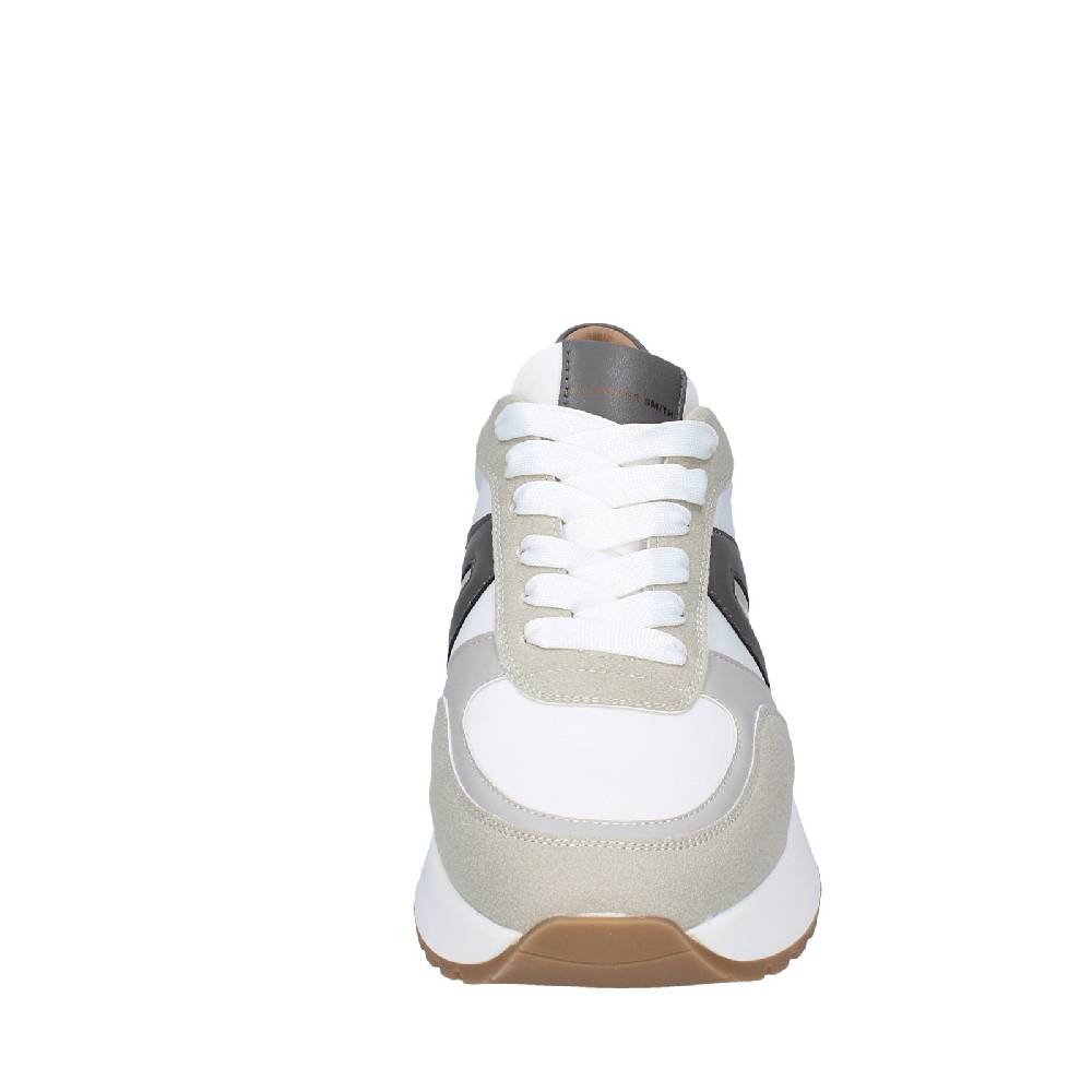 scarpe uomo ALEXANDER SMITH sneakers bianco tessuto beige pelle EX536 Enormi risparmi
