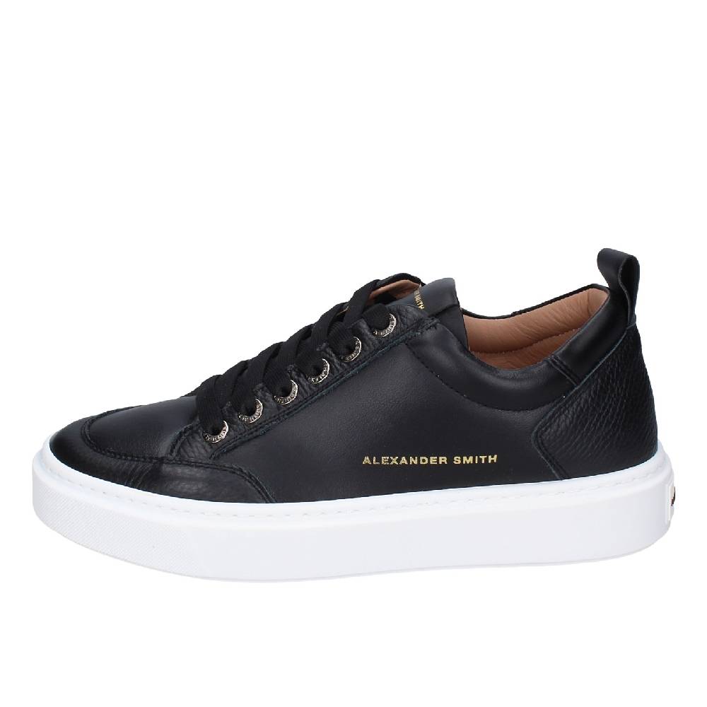 scarpe uomo ALEXANDER SMITH sneakers nero pelle EX528 Sconti VIP