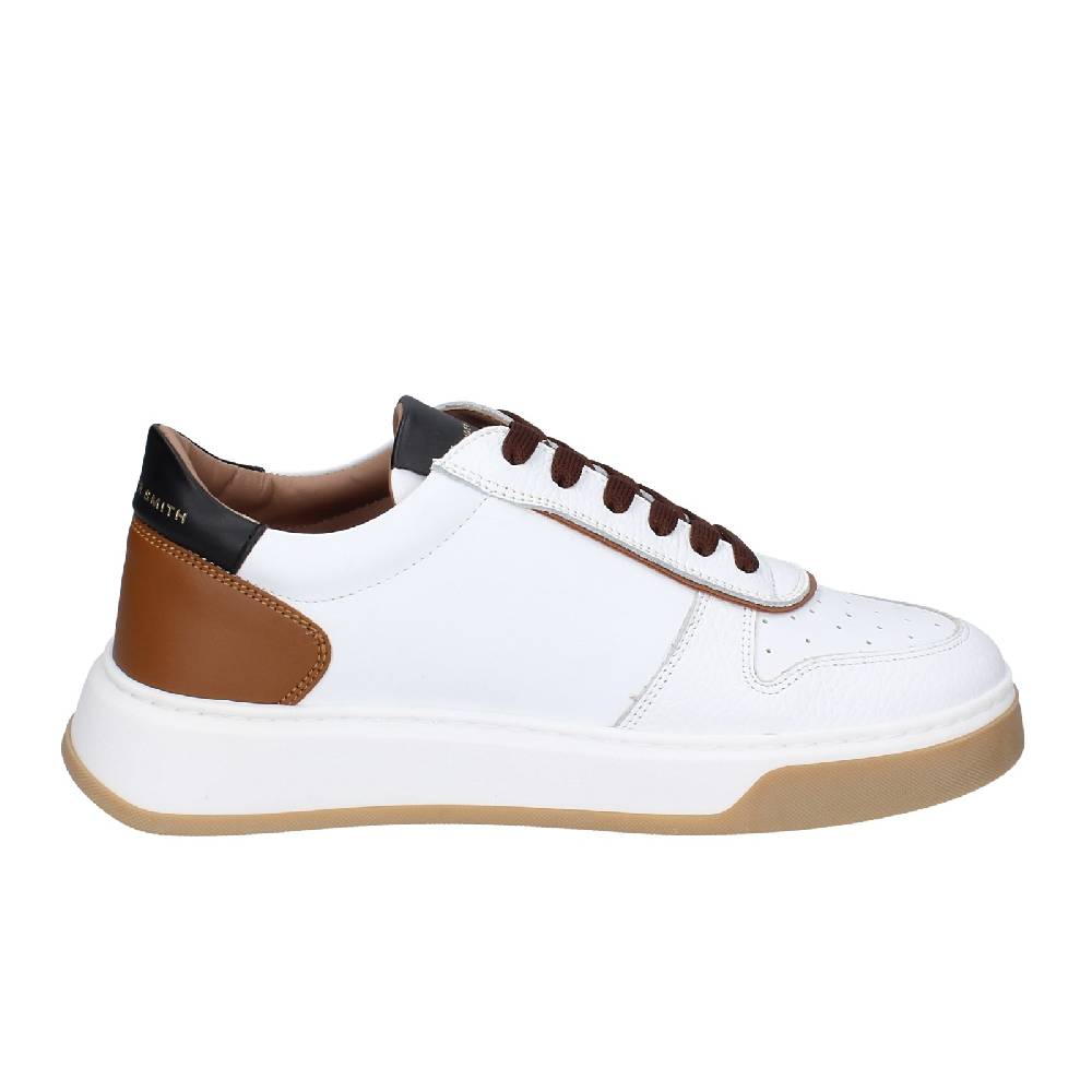 scarpe uomo ALEXANDER SMITH sneakers bianco pelle marrone EX533 Offerta settimanale