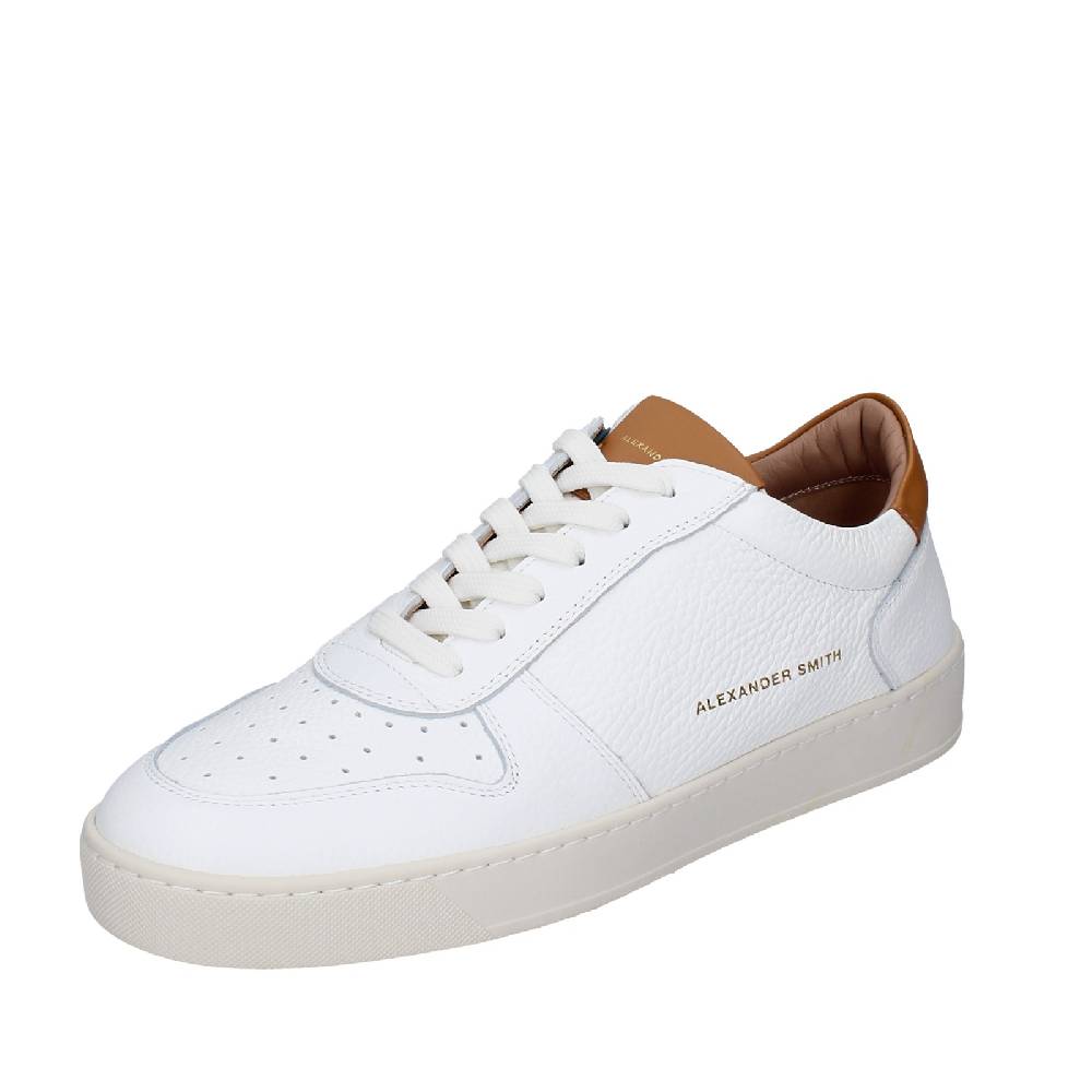 scarpe uomo ALEXANDER SMITH sneakers bianco pelle marrone EX540 Ritorno libero