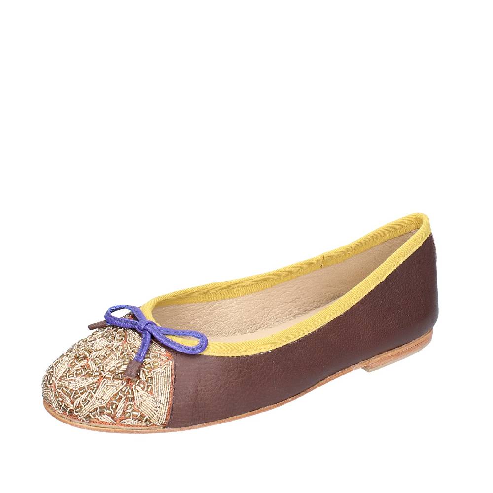 scarpe donna CORAL BLUE ballerine marrone pelle EX577 Prezzo Ridotto