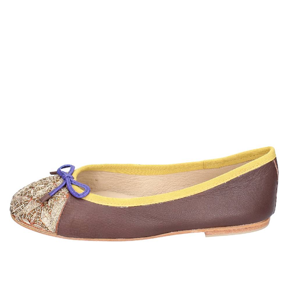 scarpe donna CORAL BLUE ballerine marrone pelle EX577 Prezzo Ridotto