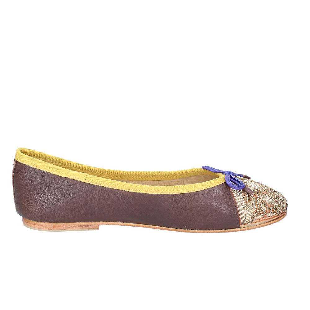 scarpe donna CORAL BLUE ballerine marrone pelle EX577 Prezzo Ridotto