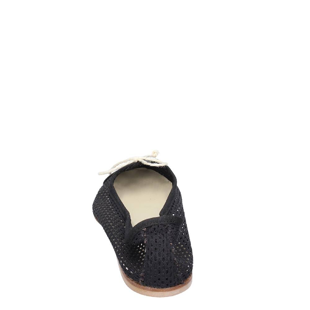 scarpe donna ANNIEL ballerine nero tessuto pelle EX274 Sottocosto