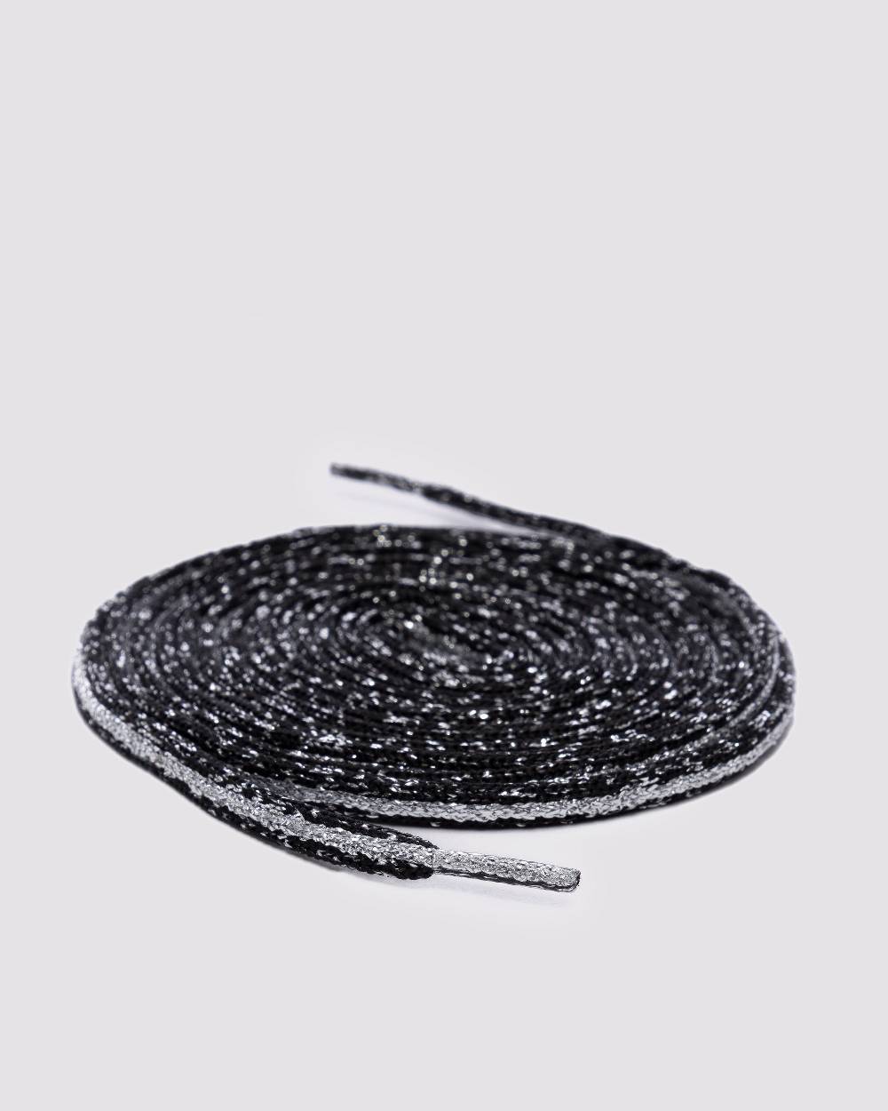 P448 Shoelaces Black Glitter/Silver Grande vendita