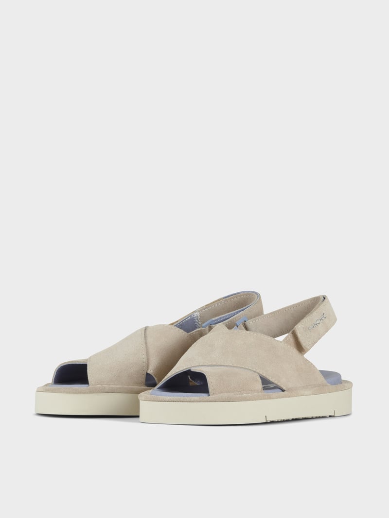 Panchic SANDALO INCROCIATO P67 DONNA IN SUEDE E MICROFIBRA NEBBIA Qualità