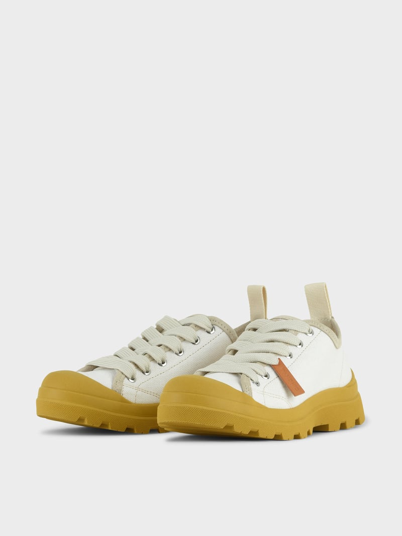 Panchic SCARPA ALLACCIATA P03 DONNA IN LINO E SUEDE BIANCO-GIALLO Promozione