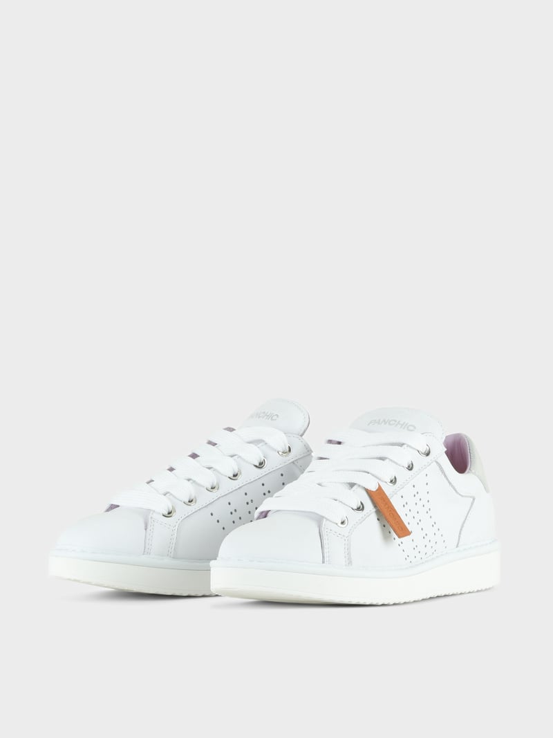 Panchic SCARPA ALLACCIATA P01 DONNA IN PELLE BIANCO-ARGENTO Novità