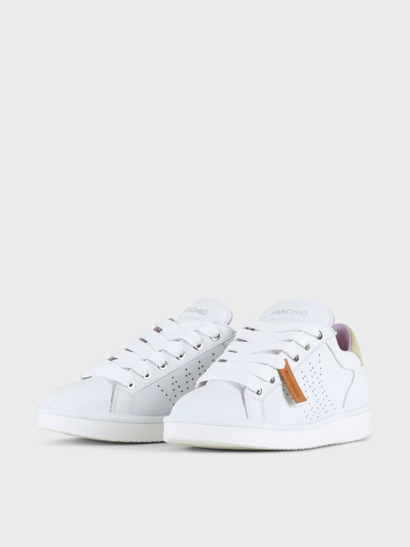 Panchic SCARPA ALLACCIATA P01 DONNA IN PELLE BIANCO-SABBIA Economico