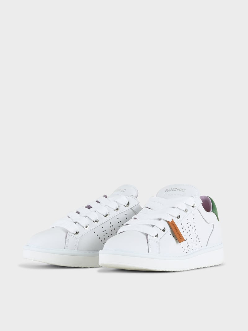 Panchic SCARPA ALLACCIATA P01 DONNA IN PELLE BIANCO-BOTTIGLIA 50% di sconto con spedizione gratuita