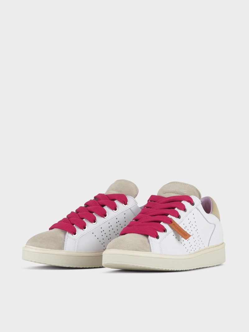 Panchic SCARPA ALLACCIATA P01 DONNA IN PELLE E SUEDE BIANCO-NEBBIA-FUCSIA Outlet