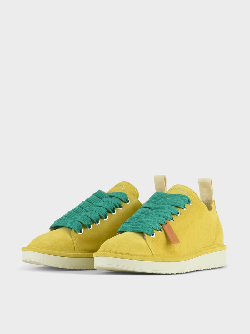 Panchic SCARPA ALLACCIATA P01 DONNA IN SUEDE GIALLO-VERDE SMERALDO Hotsell