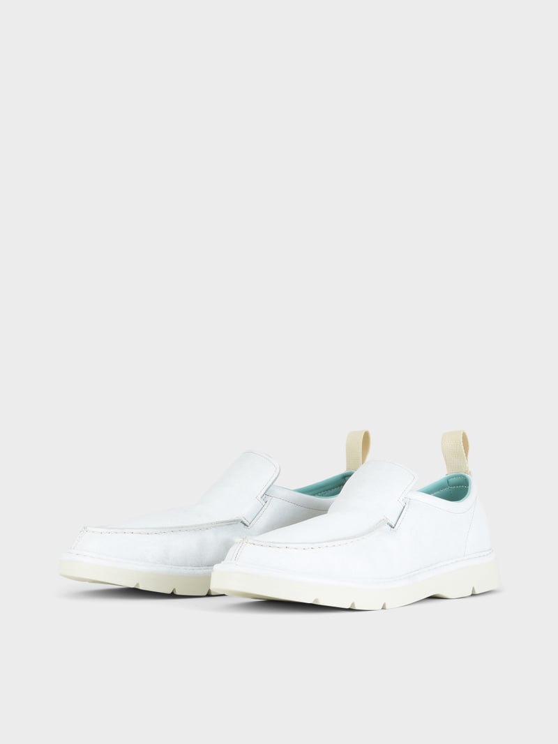 Panchic SLIP ON P19 UOMO IN PELLE CON FINISH AVIATOR BIANCO Nuova